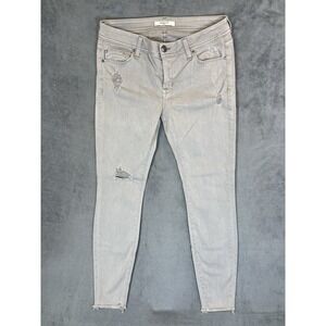 Fidelity Jeans Womens 29 Gray Denim Mila Mid Rise Skinny Distressed Slim